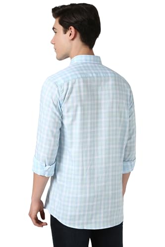 Men Blue Slim Fit Check Shirt