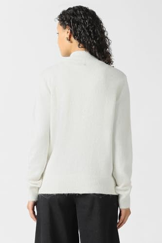 Women White Embellished Round Neck Sweater