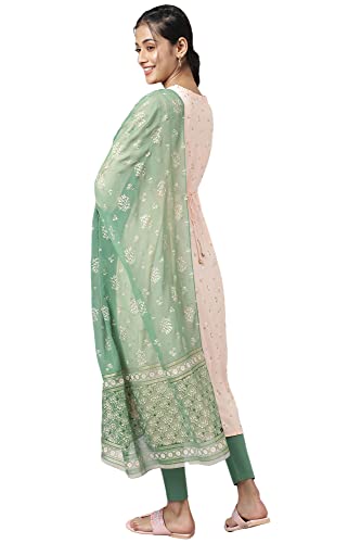 Aurelia Rayon Women's Pink Embroidered Dress with Green Kurta Set_22Aud10483-503988_L