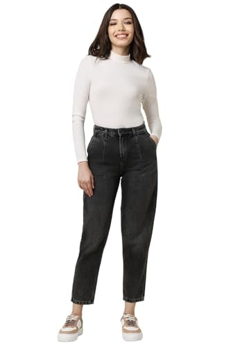 Women Black Regular Fit Dark Wash Jeans