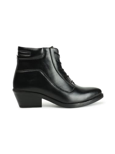 ELLE Women's Fashionable Lace-Up Boots Colour-Black, Size-UK 4