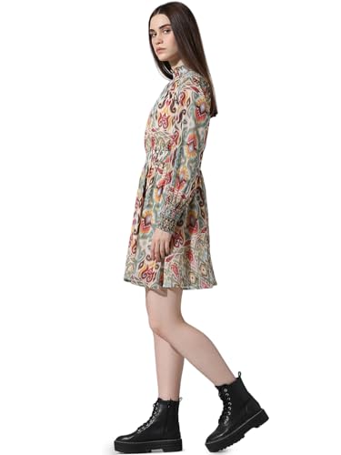 ONLY Women's Polyester Fit and Flare Mini Dress (15336701-Cloud Dancer_Cloud