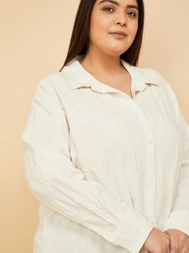 Max Women Embroidered Shirt (Beige_6XL)