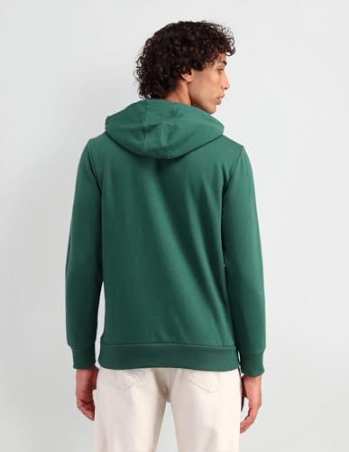 U.S. POLO ASSN. Mens Solid Full Sleeve Front Closed Hoddie Sweatshirts (UDSWSS0129_Dk. Green_S)
