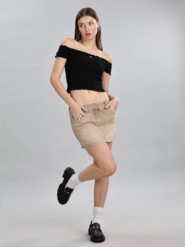 Slim Fit Solid Mid Rise Skirt