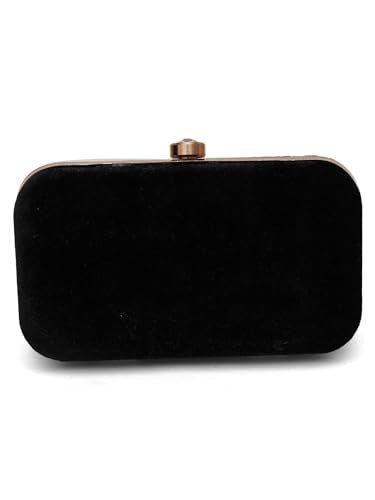 FABBHUE Women's Black Bird Hand Embroidery Party Wedding Box Clutch Purse Bag with detachable Sling