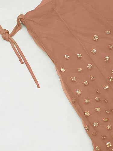 AG Clothing Women's Net Semi Stitched Lehenga Choli With Dupatta | Dori And Sequin Embroidery Pattern | Traditional, Wedding, Ethnic Wear Lehenga (AD-EUPHORIAm-VOL4-3605-Brown)