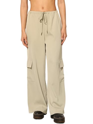 ONLY Women's Regular Fit High-Rise Beige Pants