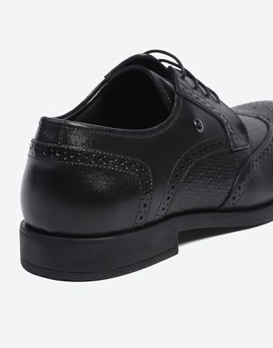 Monte Carlo Mens Black Solid Leather Slip On Compamporary Brogue Shoes - 201856FW-1-11