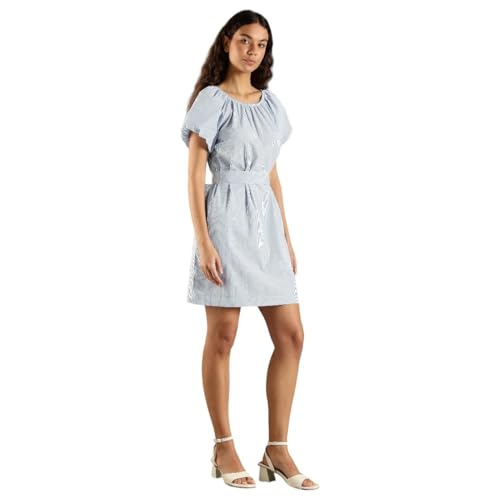 Tommy Hilfiger Cotton Round Neck Shift Dress Blue