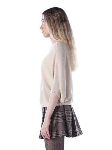 ONLY Women's Solid Oversized Fit Beige Sweater