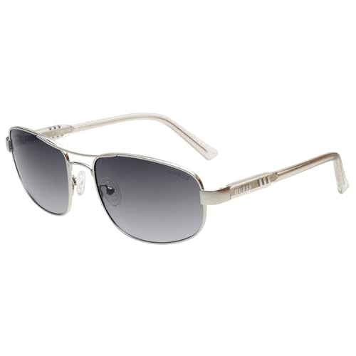 GUESS|Silver Full Frame Rectangular Sunglasses|100% UV Protected (Uv 400) Grey Gradient Faded Lens|Men's|Large|GF5103 10W 60 S