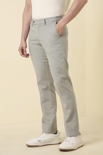 Men Grey Solid Casual Trousers