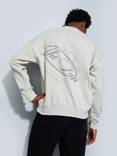 URB_N Men Oversized Printed Sweatshirt,Off White,S