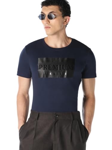Jack & Jones Men Navy Blue Logo Print T-Shirt