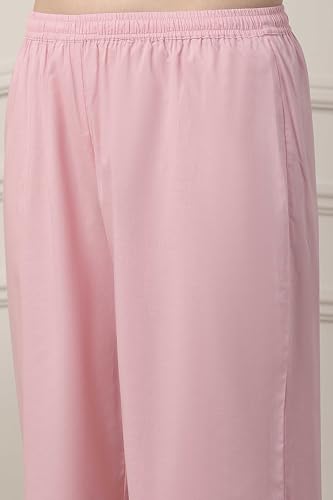 Biba Women Pink Cotton Kalidar Suit Set_38