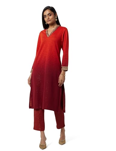 Biba Women Polyester Blend Solid YARNDYED STRAIGHT MIX AND MATCH Suit Set(WINTER W2226_RED MAROON_36)