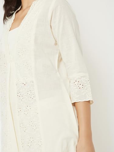Max Women Schiffili A-line Kurta (White_L)