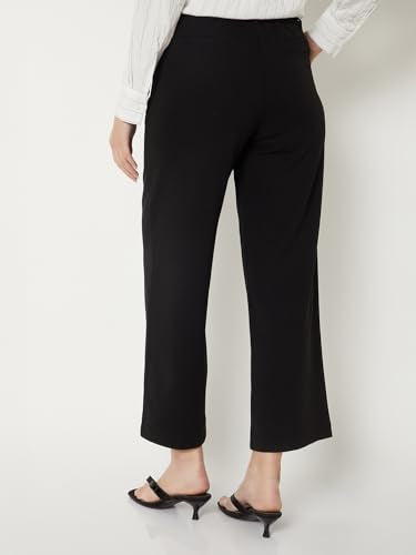 Max Women Solid Wide Leg Trousers (Black_XXL)