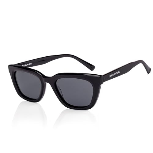 John Jacobs | Full Rim Cat Eye Stylish & Premium UV Protected Sunglasses | Acetate Lines | Polarized and 100% UV Protected | Women | Extra Wide | JJ S17340