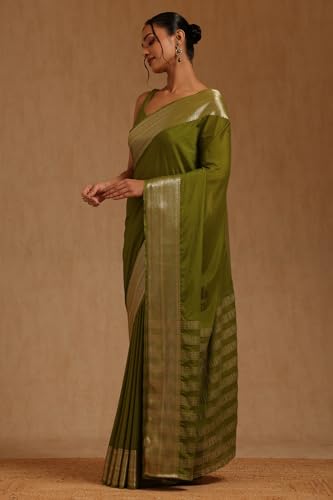 Soch Womens Green Georgette Zari Woven Saree