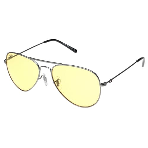 Tommy Hilfiger Eyewear | Yellow Lens | Gun Frame | Full Rim Aviator Shape Branded Latest and Stylish Sunglasses | 100% UV Protection | Mens Sunglasses| Size Medium | TH 1574PL C8 S