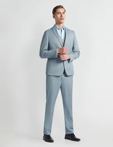 Arrow Men's Polyester Single Breasted Business Suit Pants Set (ARAHSU5543_Grey