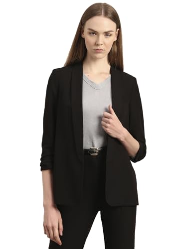 VERO MODA Womens Solid Single Breasted Blazer Black