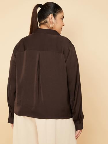 Max Women Crinkled Regular Fit Shirt (Brown_3XL)
