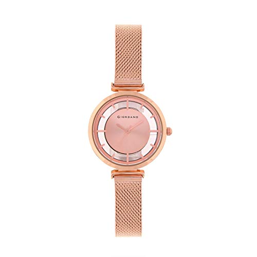 Giordano Analog Rose Gold See Through Dial Stylish Women's Watch