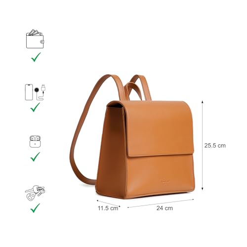Fastrack Boxy College Backpack for Women |Stylish Backpack for Girls, Women, Ladies |Everyday 1 Compartment College Backpack Made of Faux Leather,Brown