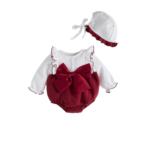 Hopscotch Girls Maroon Full Sleeves Oversized Bow Applique Onesie For Age (18-24 Months)