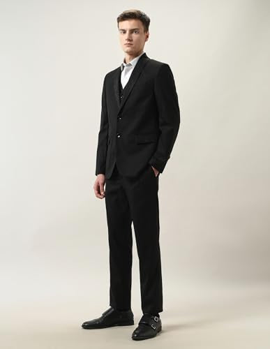 Arrow Men's Dobby Three Piece Ceremony Suit (ARAKSU5501_Black_36)