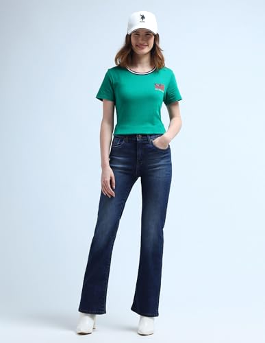 U.S. POLO ASSN. Mid Rise Boot Cut Jeans (UWAW24JEN261_Blue_32)