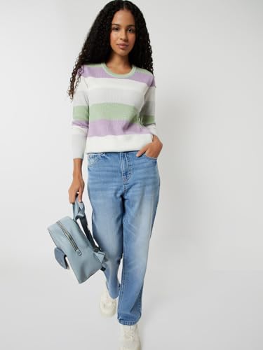 Max Women Striped Slim Fit Sweater (Multicolour_S)