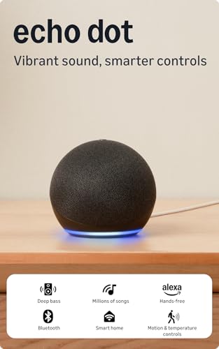 Amazon Echo Dot (5th Gen) | Smart speaker with vibrant sound, Motion Detection, Temperature Sensor, Alexa and Bluetooth| Black