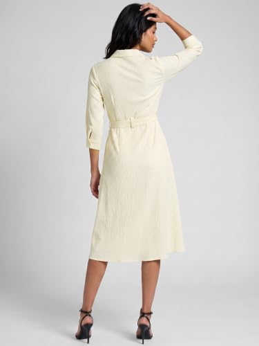 Max Women Textured Midi Dress(Off White_XL)