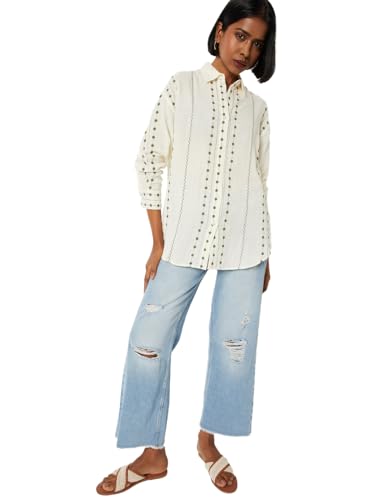 Max Women Embroidered Shirt (Off White_S)