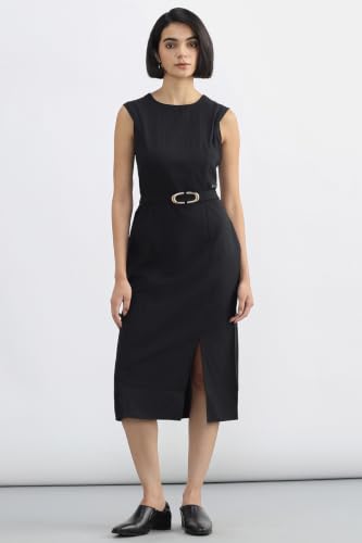 Women Black Stripe Formal Dress