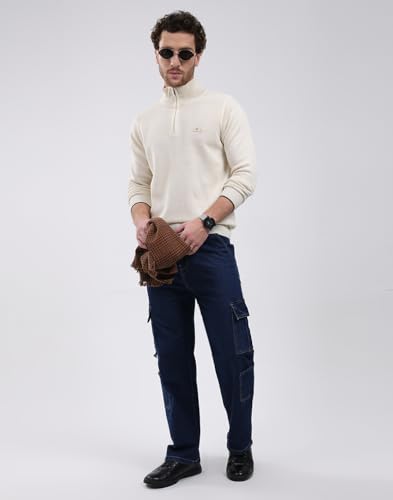 Monte Carlo Men's Mock Neck Full Sleeve Pullover Cream 3XL (Pack 1)