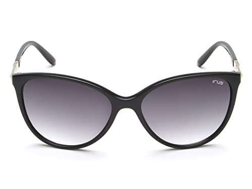 IRUS sunglasses| 100% UV protected | Gradient | Full Rim | Cat Eye | Women | Large | Shiny Black Polycarbonate Frame | Smoke Gradient Polycarbonate Lens