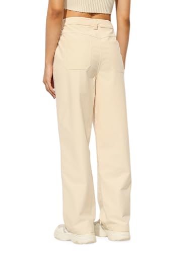 ONLY Women's High-Rise Straight Fit Pants Winter White