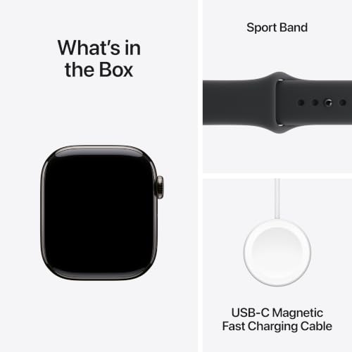 Apple Watch Series 11 GPS + Cellular 42mm Slate Titanium Case with Black Sport Band - M/L