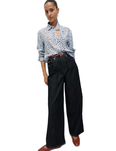 Marks & Spencer Printed Collared Button Through Shirt Blue Mix