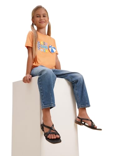 VERO MODA Girl's Regular Fit Orange T-Shirt