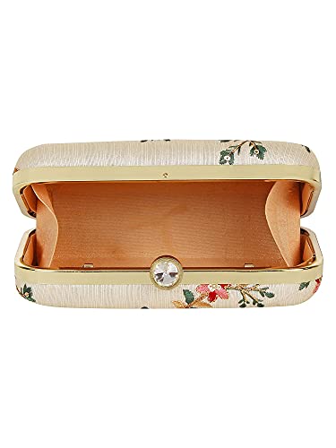 REGMESS Tulle Embroidered Faux Silk Clutch