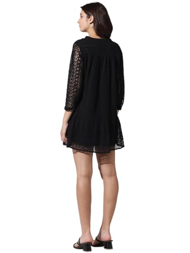 ONLY Women's Cotton Blend A-Line Mini Dress (15335810-Jet Black_Jet