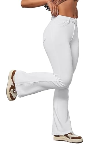 ADBUCKS Women's Wide Leg Fit High Rise Jeans II Bootcut Jeans II (in, Numeric, 26, White)