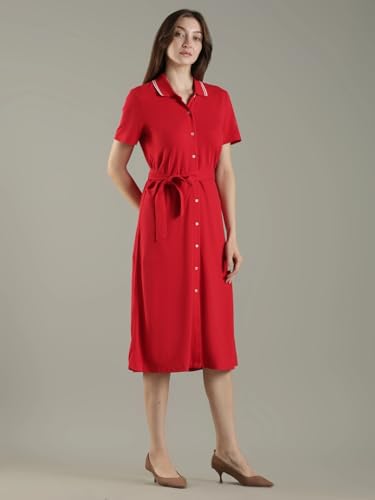 Cotton Polo Collar Shirt Dress