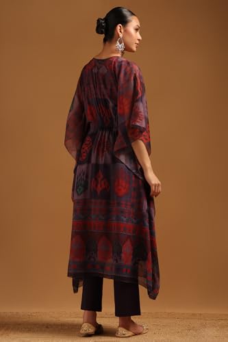 Soch Womens Purple Chiffon Ethnic Motifs Kaftan Suit